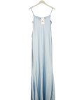 BOA Blue Satin 90's Slip Dress with Bow Detail - S, size UK S — front