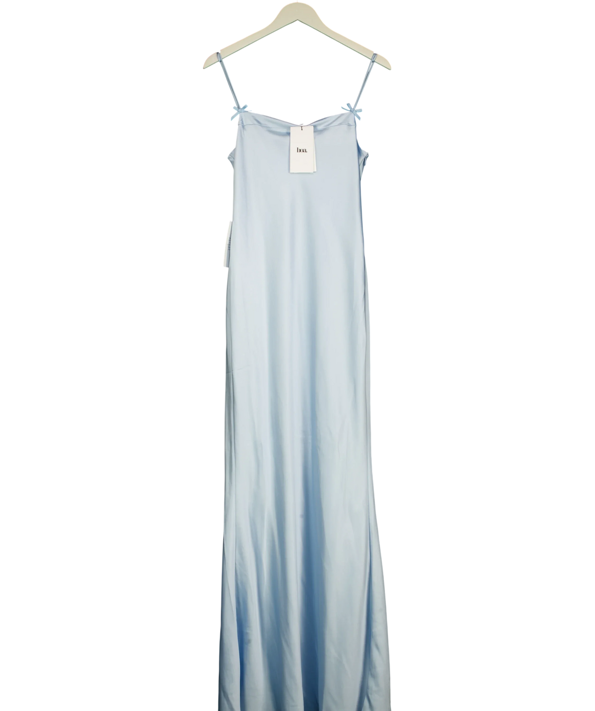 BOA Blue Satin 90's Slip Dress with Bow Detail - S, size UK S — front