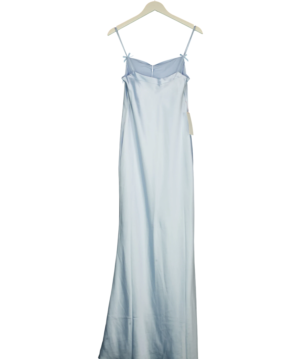 BOA Blue Satin 90's Slip Dress with Bow Detail - S, size UK S — back