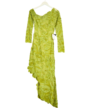 ARRANGE Floral Embroidered And Embellished Off Shoulder Midi Maxi Dress Green UK 4