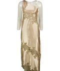 ZARA champagne Asymmetric Satin Lace Dress, size UK XS — front