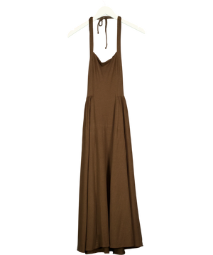 AYM Hayes Halter Midi Dress Brown UK XS