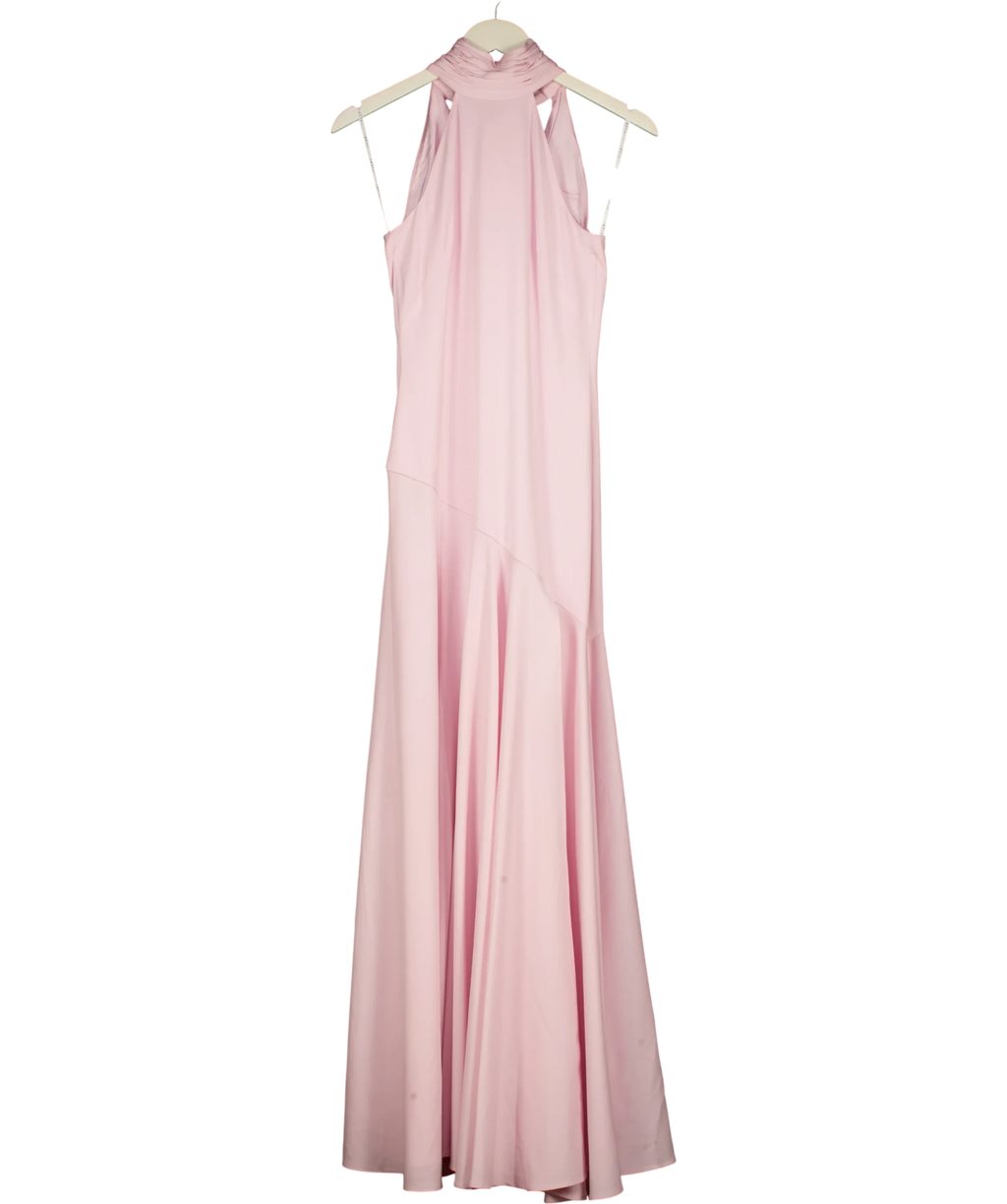 Club L Pink Luscious Light Pink High-Neck Maxi Dress, size UK 6 — front