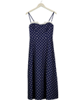 Commense Blue Polka Dot Lace Trim Cami Maxi/Midi Dress, size UK XS — front