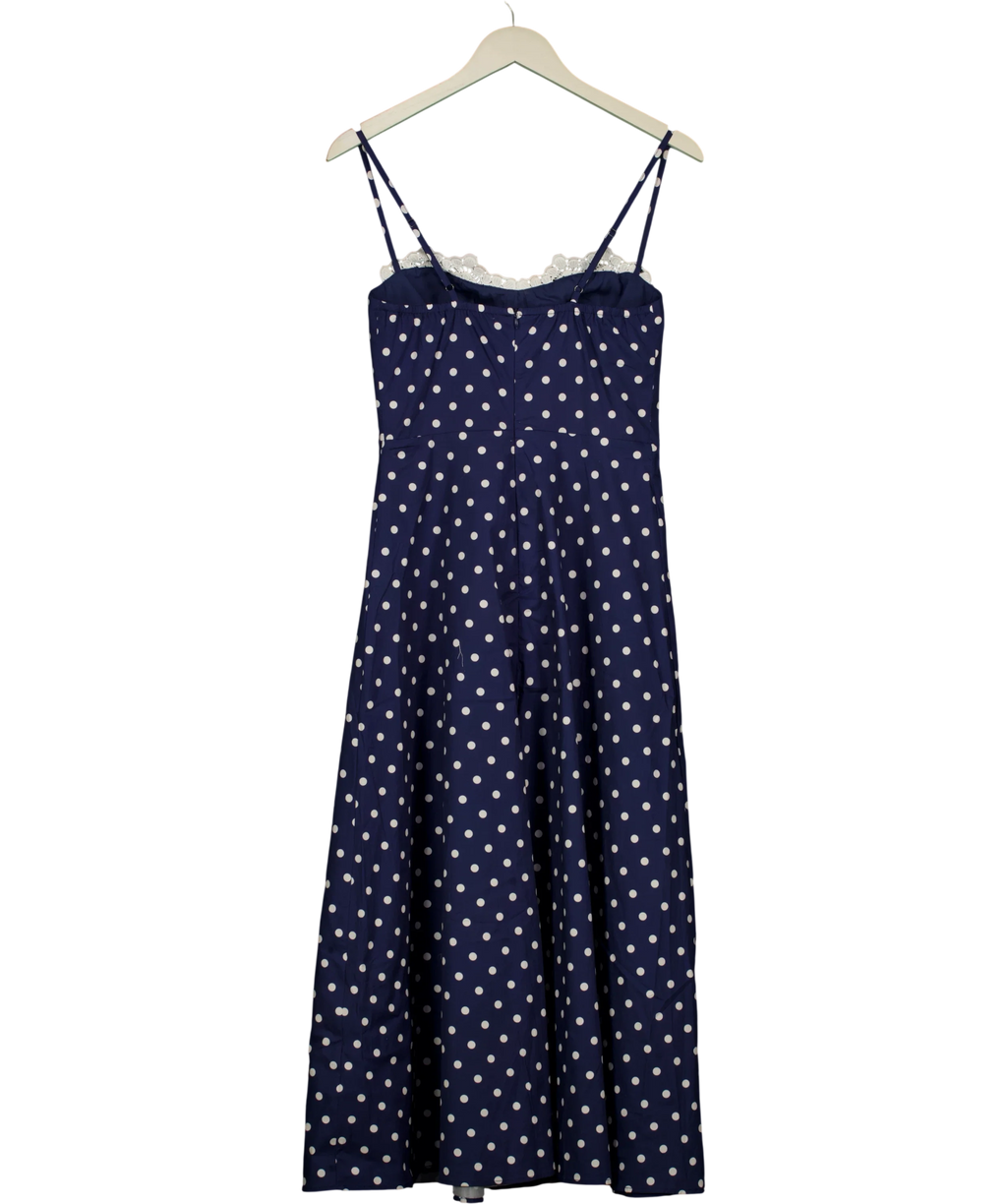 Commense Blue Polka Dot Lace Trim Cami Maxi/Midi Dress, size UK XS — back