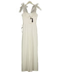 Club L White Claudelle White Flared-Leg Jumpsuit With Organza Bow Straps, size UK 6 — front