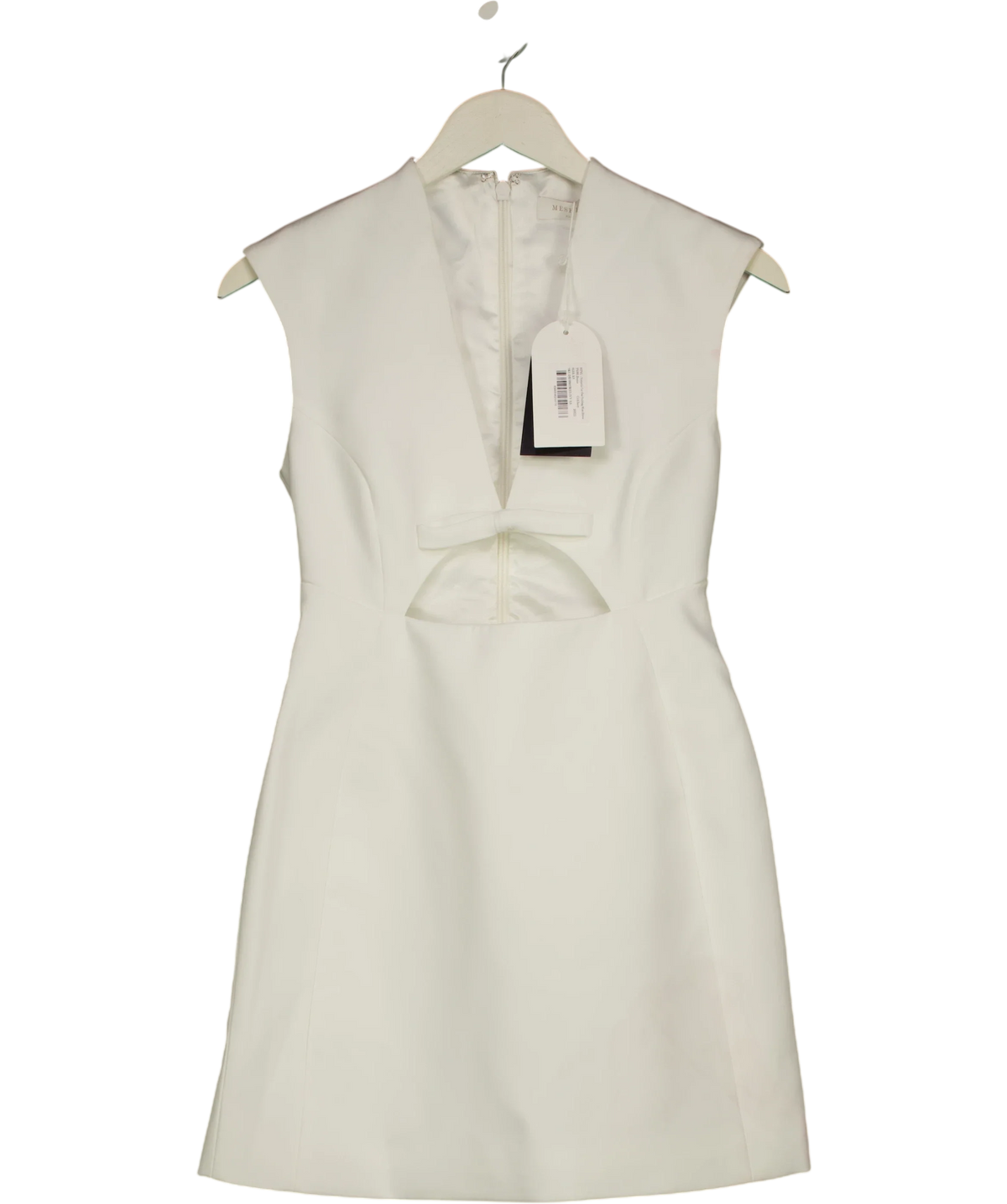 Meshki white Victoria Cut Out Suiting Mini Dress, size UK XS — front