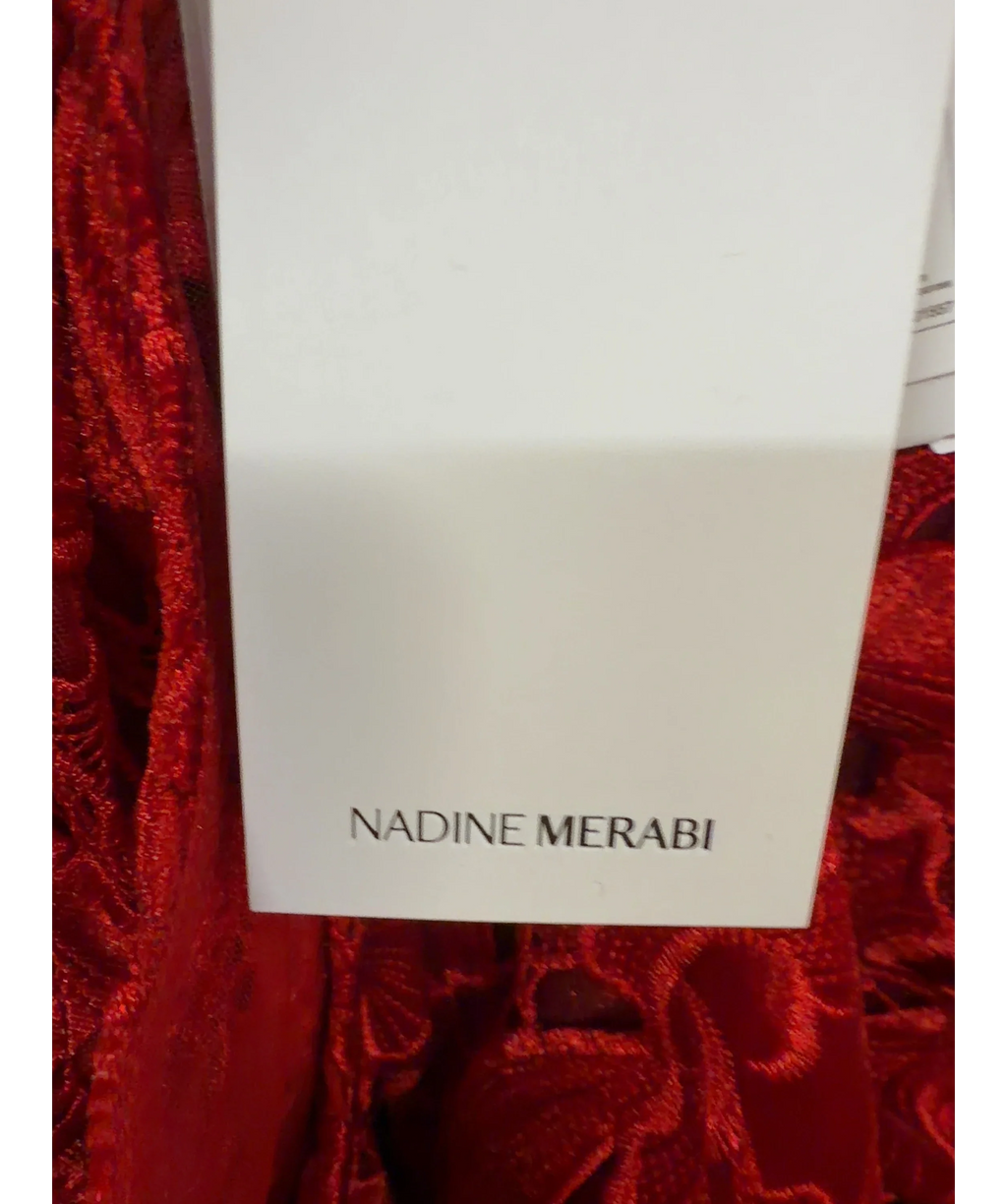 NADINE MERABI Red High Neck Lace Jumpsuit, size UK 10 — detail