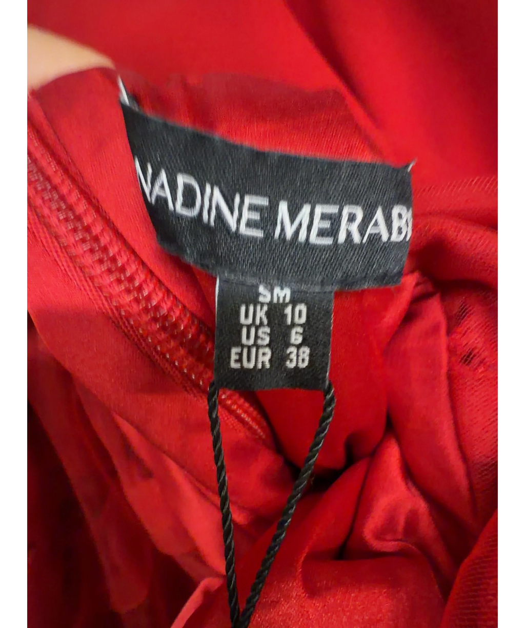NADINE MERABI Red High Neck Lace Jumpsuit, size UK 10 — care label
