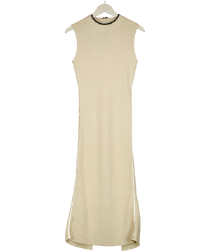 DISSH Cream and Black Ribbed Midi Dress UK XS