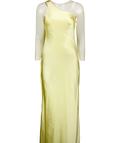 4th & Reckless Yellow one-shoulder satin dress, size UK 8 — front