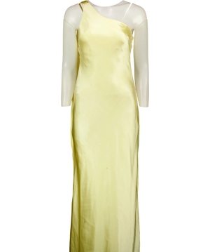 4th & Reckless One-Shoulder Satin Dress Yellow UK 8