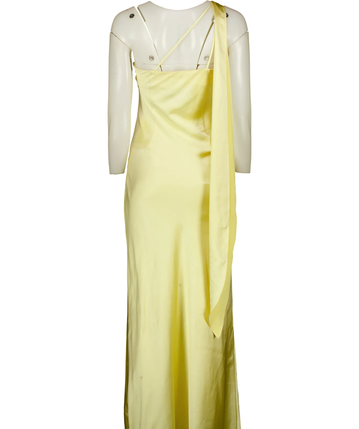 4th & Reckless Yellow one-shoulder satin dress, size UK 8 — back