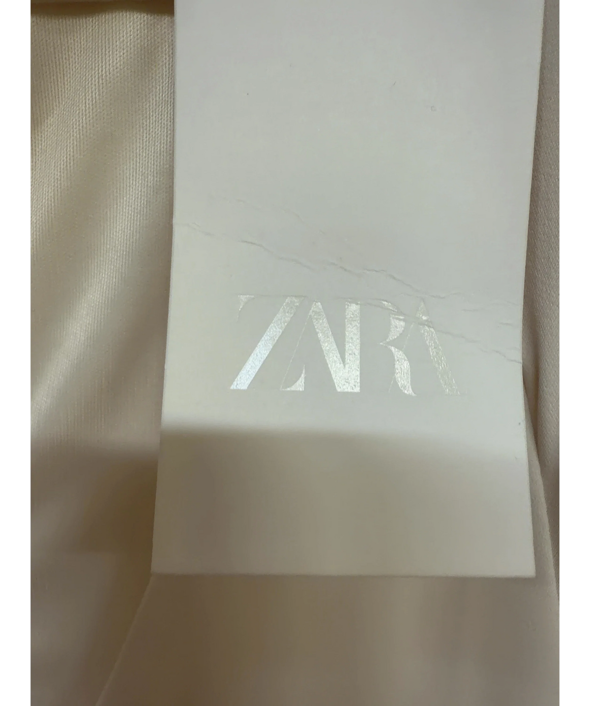 ZARA Cream Asymmetric Short Dress with Shoulder Pads, size UK XS — detail