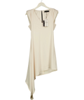 ZARA Cream Asymmetric Short Dress with Shoulder Pads, size UK XS — front