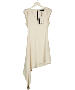 Zara Asymmetric Short Dress with Shoulder Pads Cream XS
