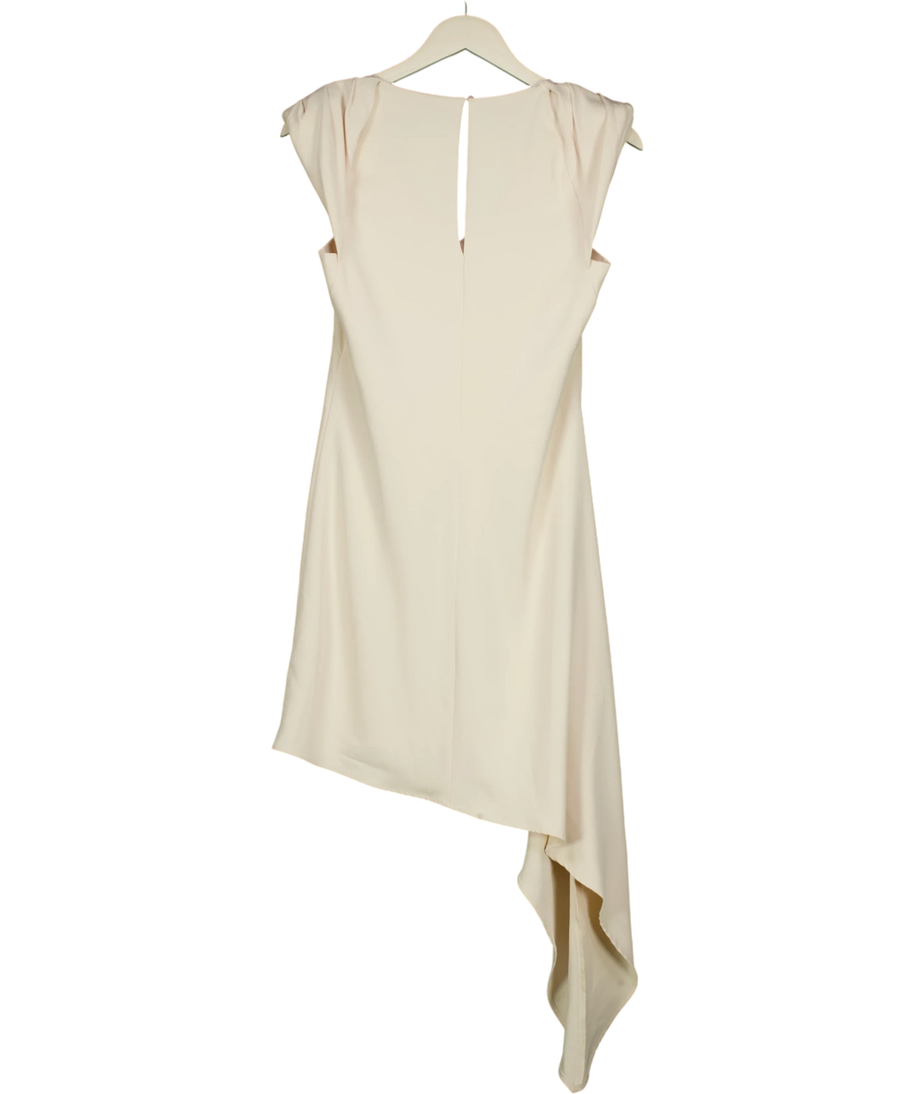 ZARA Cream Asymmetric Short Dress with Shoulder Pads, size UK XS — back