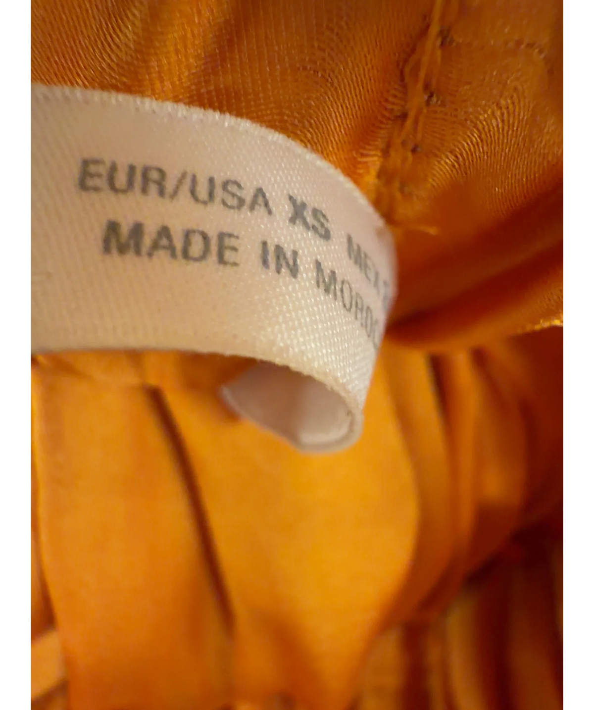 ZARA Orange pleated halter jumpsuit, size UK XS — care label