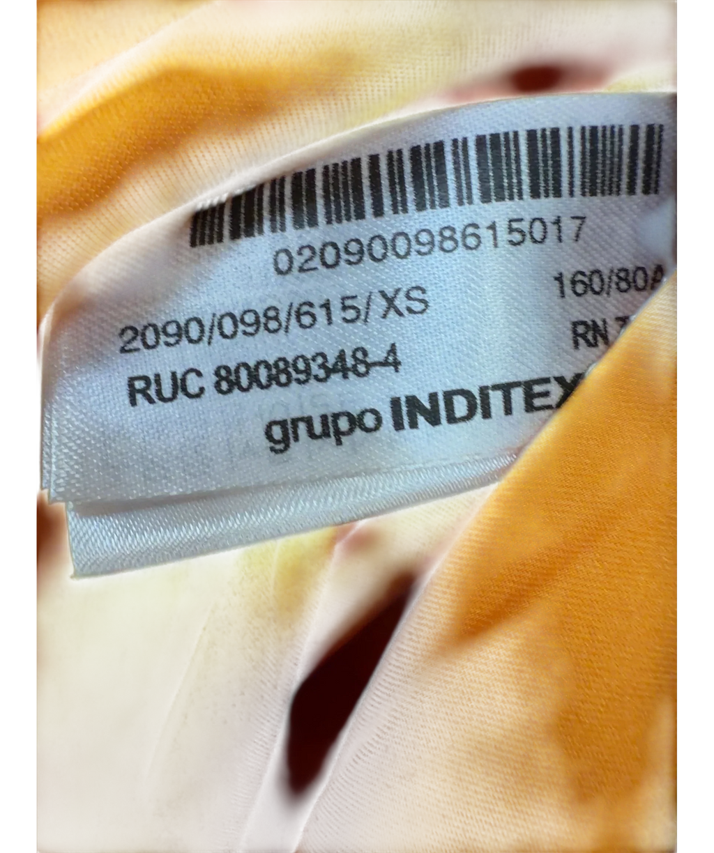 ZARA Orange pleated halter jumpsuit, size UK XS — fabric detail