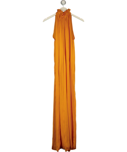 ZARA Orange pleated halter jumpsuit, size UK XS — front