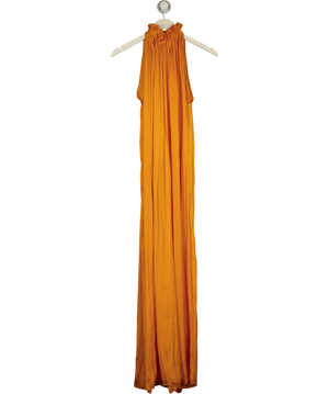 Zara Burnt Orange Pleated Halter Jumpsuit UK XS