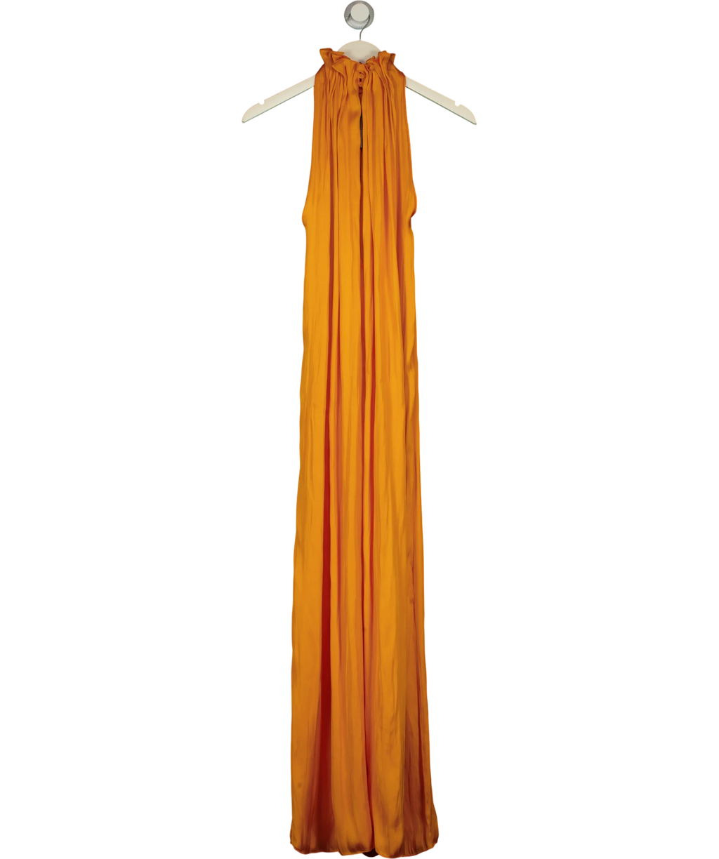 ZARA Orange pleated halter jumpsuit, size UK XS — back