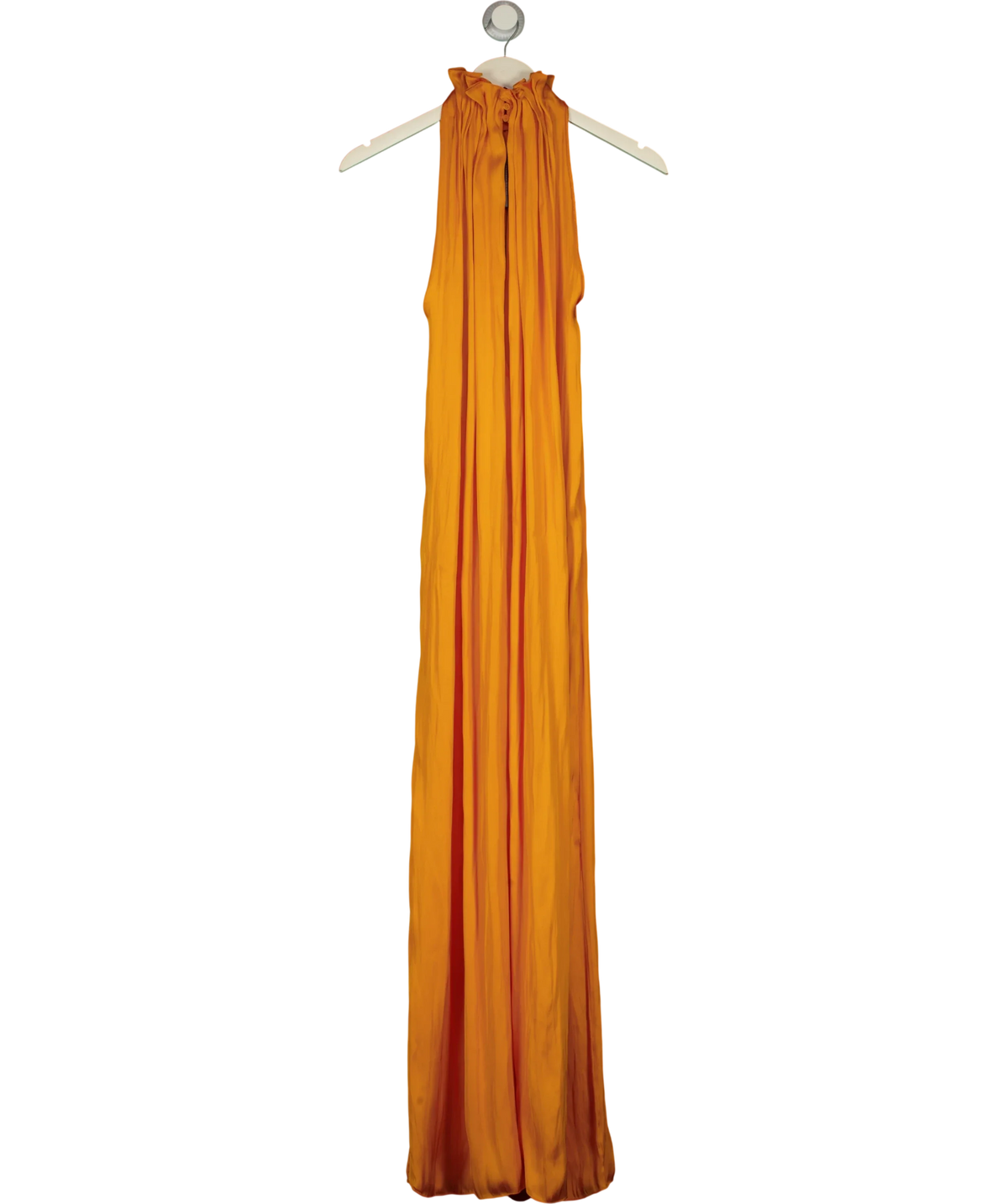 ZARA Orange pleated halter jumpsuit, size UK XS — back