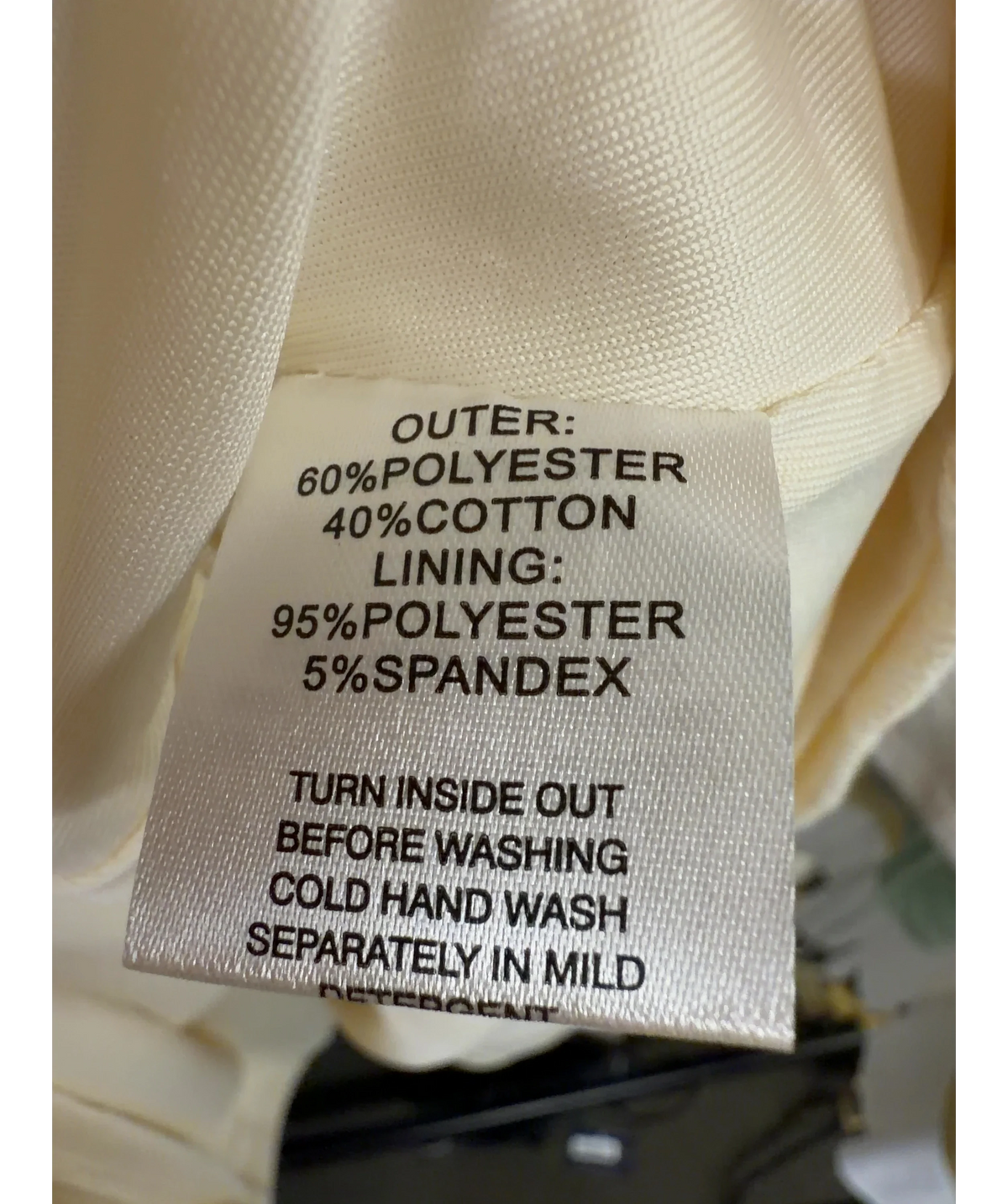 Sabo Cream Hetty, size UK S — label