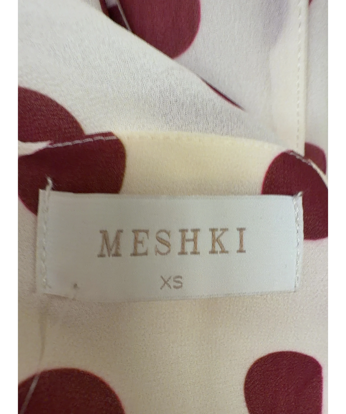 Meshki Cream polka-dot halter midi/maxi dress, size UK XS — detail