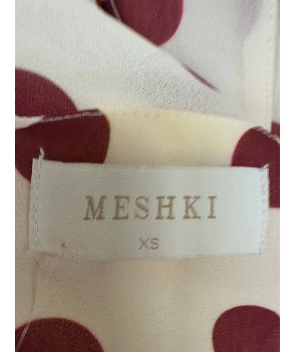 Meshki Cream polka-dot halter midi/maxi dress, size UK XS — care label