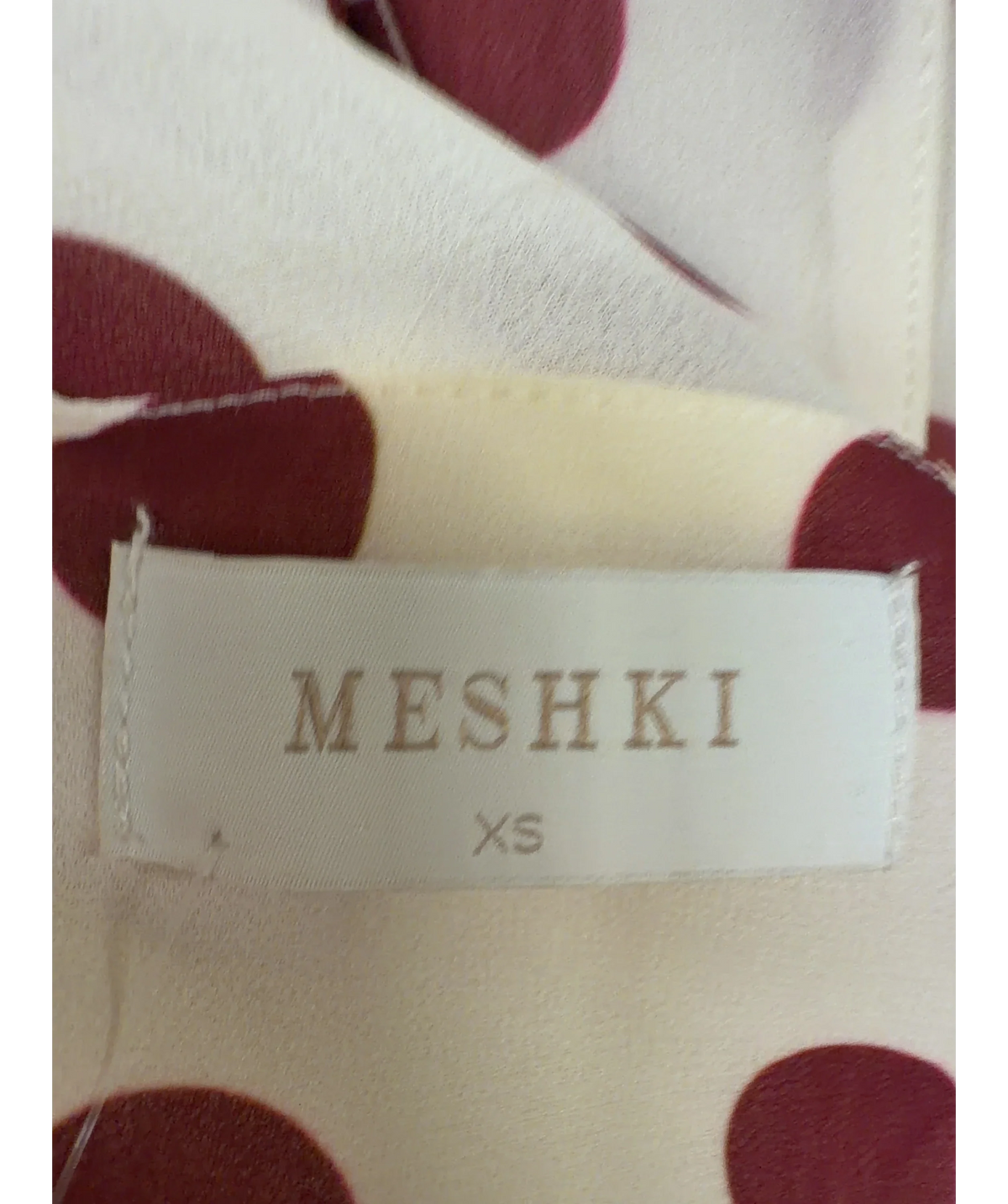 Meshki Cream polka-dot halter midi/maxi dress, size UK XS — care label