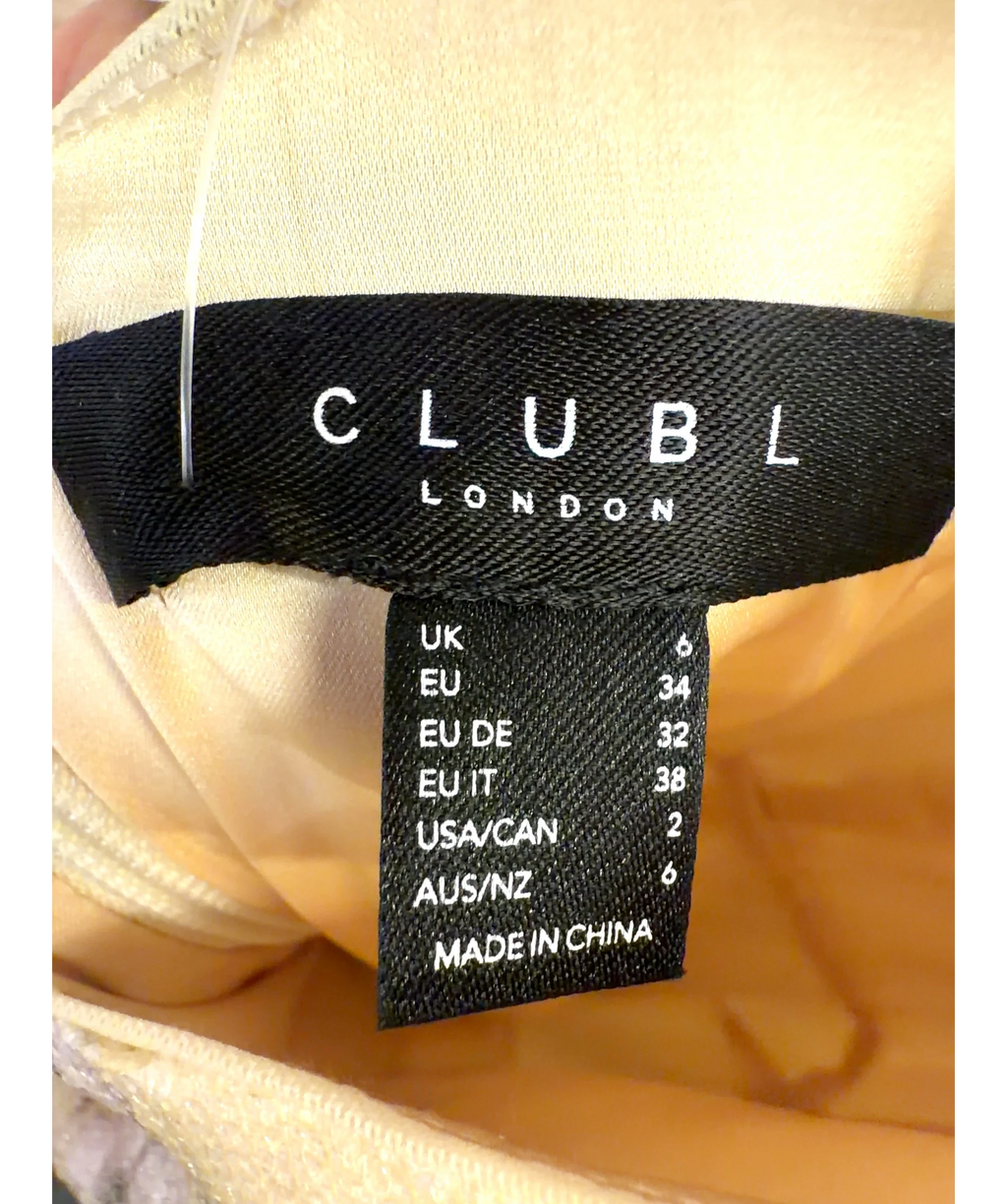 Club L yellow Danette Floral Print Sequin Square-Neck Maxi Dress, size UK 6 — detail