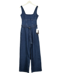 ABERCROMBIE & FITCH Blue Square Neck Belted Denim Jumpsuit, size UK S — front
