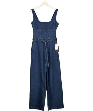 Abercrombie & Fitch Square Neck Belted Denim Jumpsuit Blue UK S