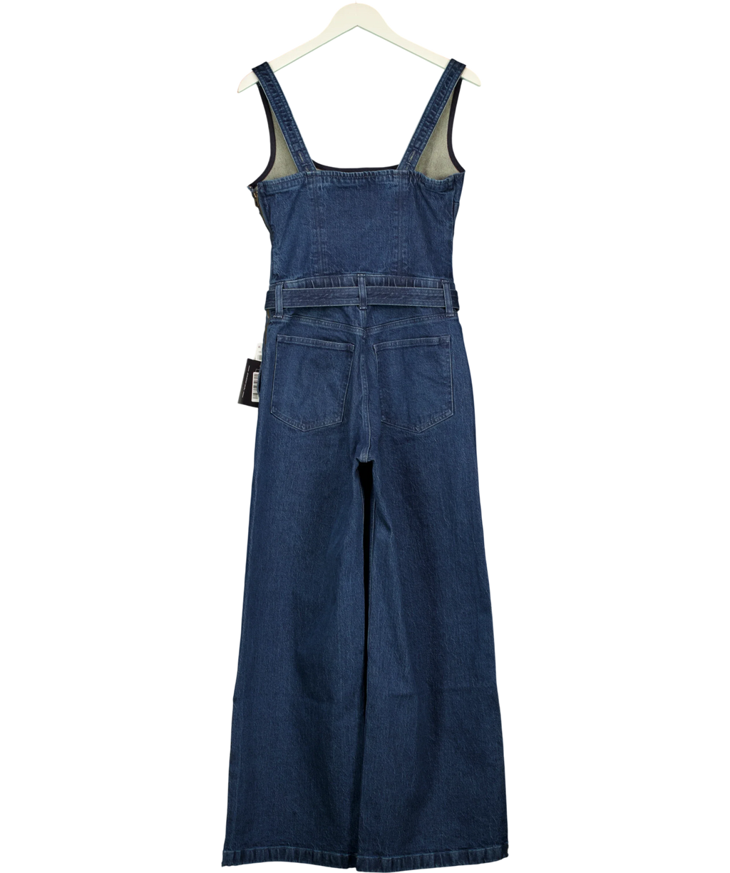 ABERCROMBIE & FITCH Blue Square Neck Belted Denim Jumpsuit, size UK S — back