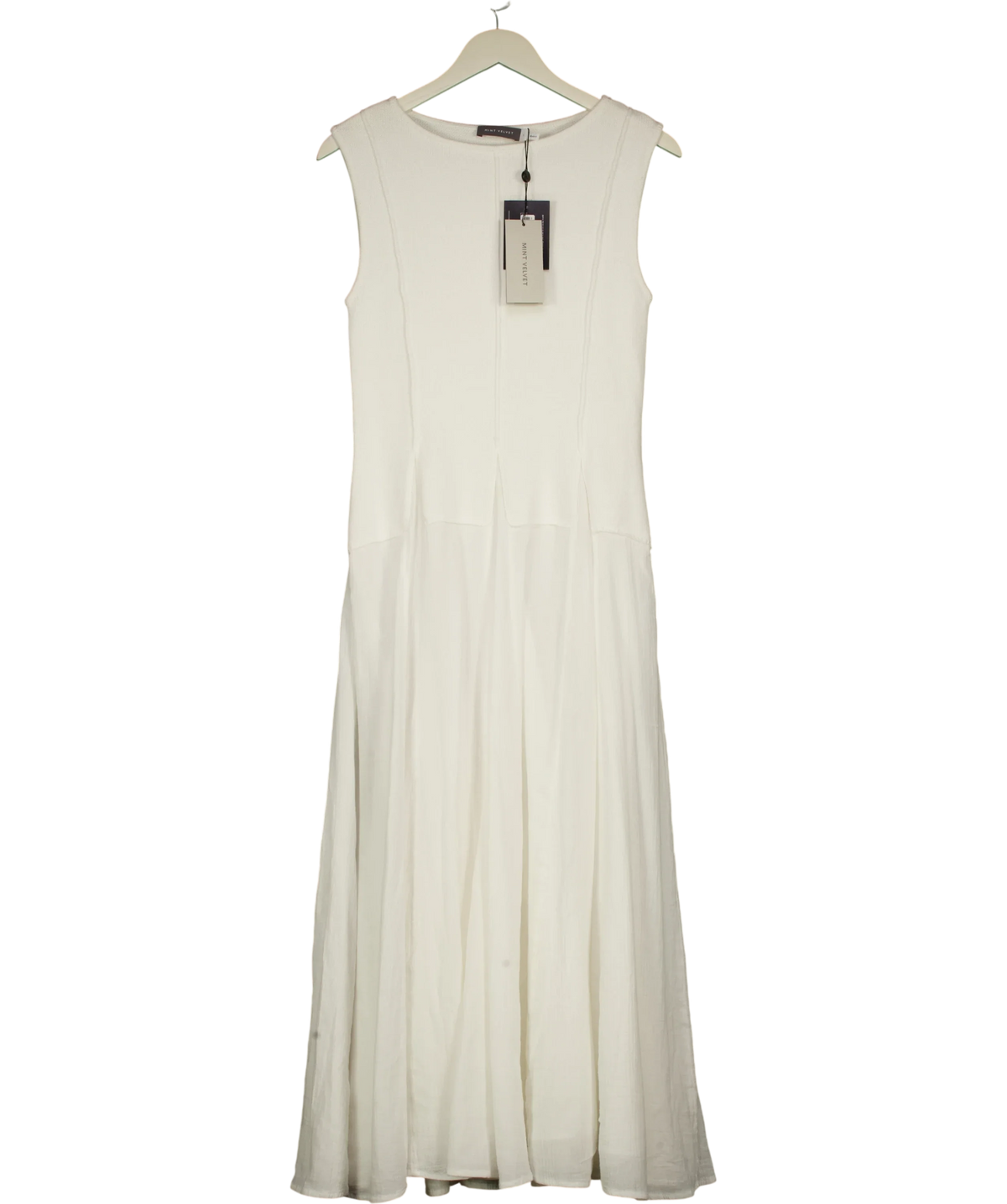 Mint Velvet White Cream Cotton Blend Drop Waist Maxi Dress, size UK S — front