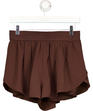M&S Good Move Flowy Athletic Casual Shorts Brown UK 10 Pleated