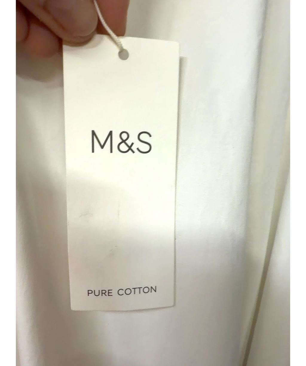 M&S White Pure Cotton Cutwork Detail Midaxi Skirt, size UK 8 — detail