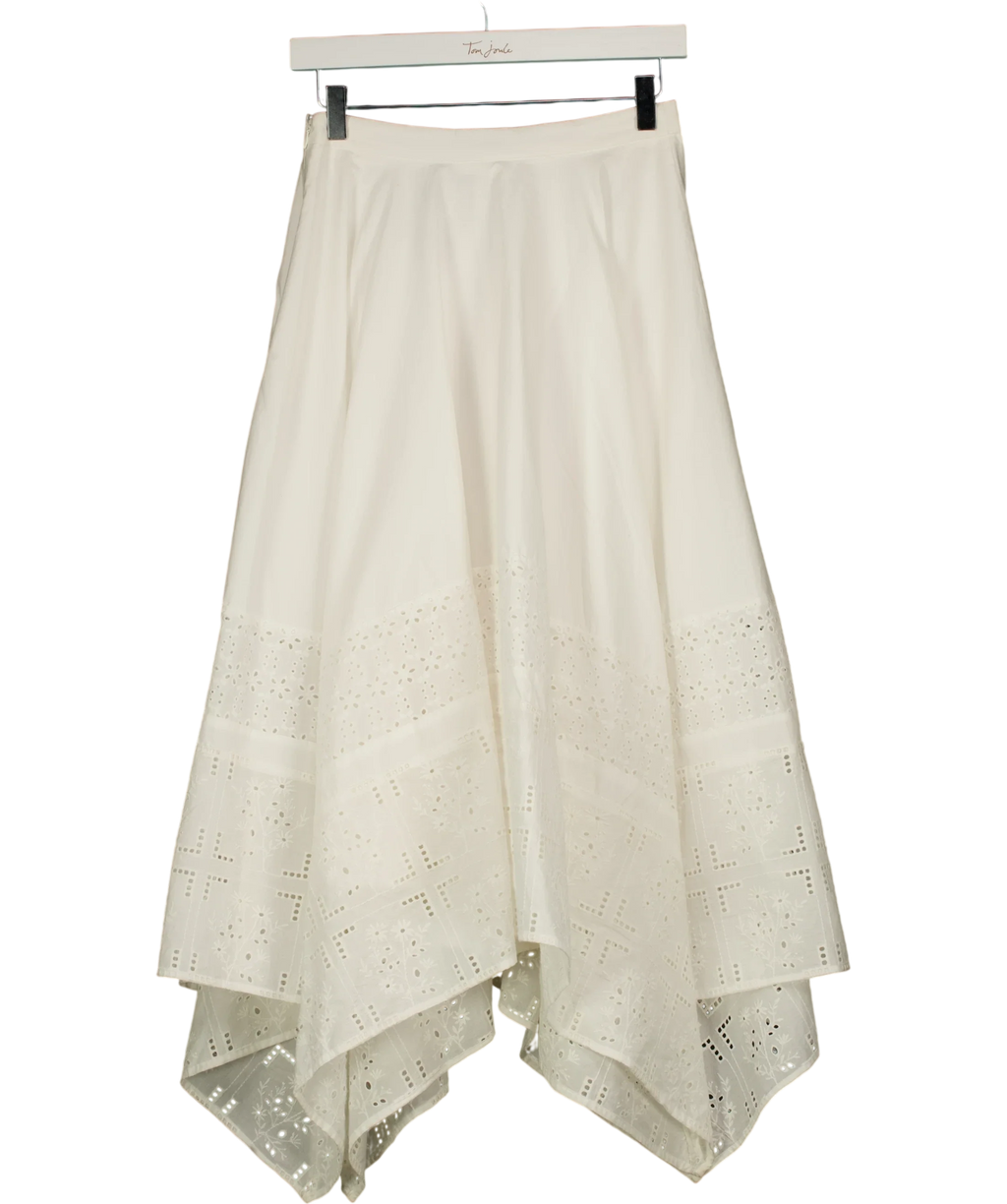 M&S White Pure Cotton Cutwork Detail Midaxi Skirt, size UK 8 — back