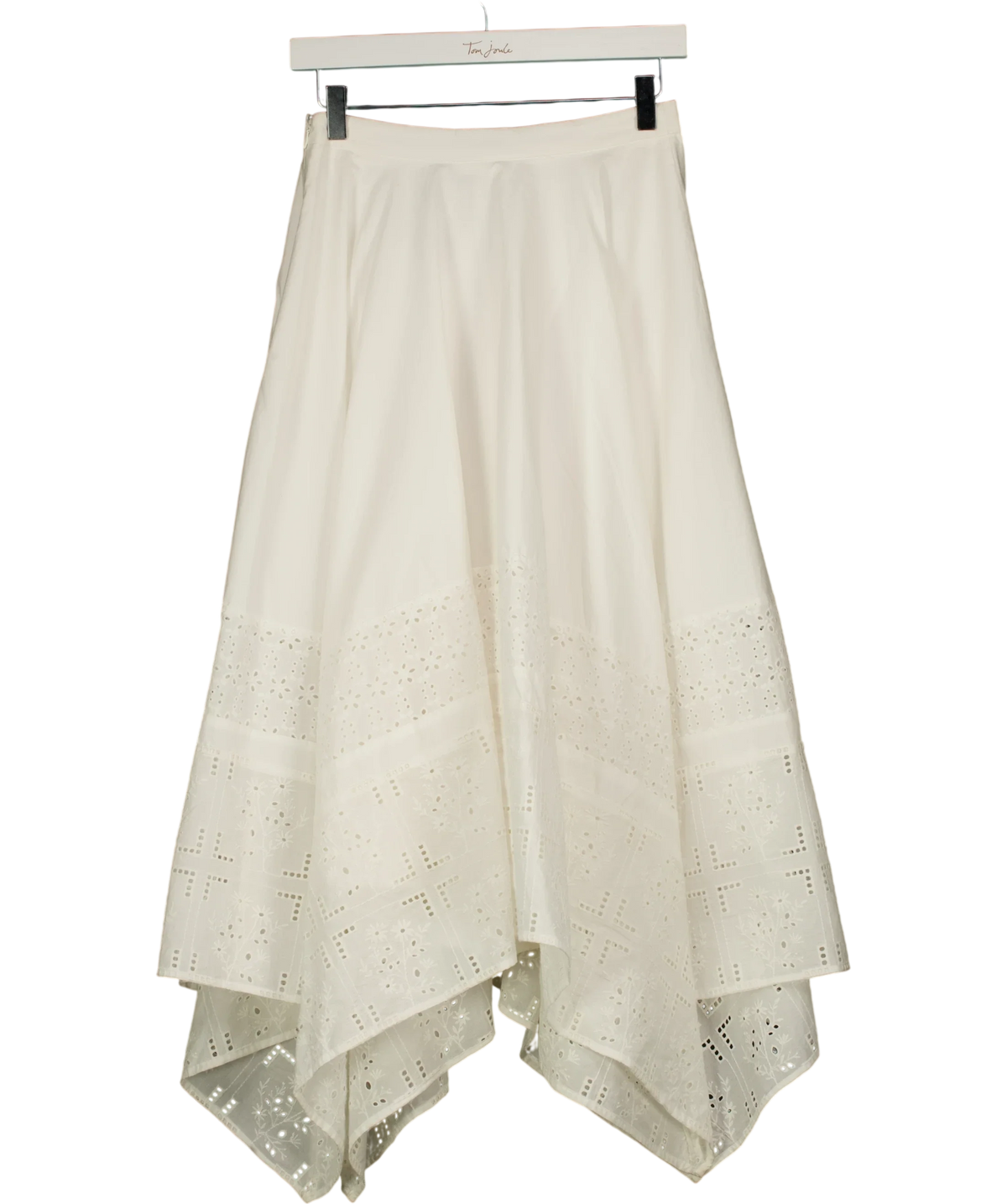 M&S White Pure Cotton Cutwork Detail Midaxi Skirt, size UK 8 — back