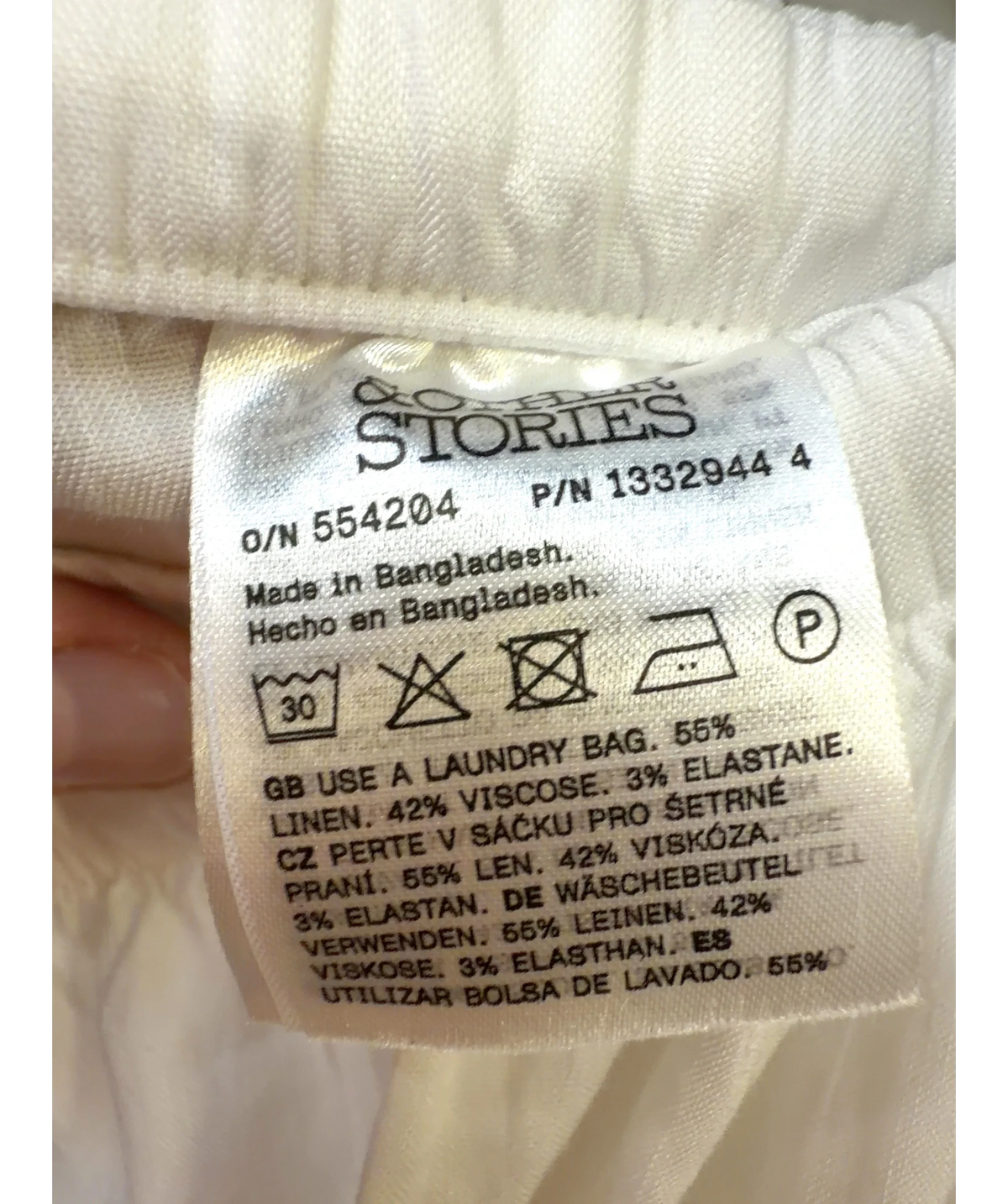& OTHER STORIES White Wide-Leg Trousers, size UK S — label
