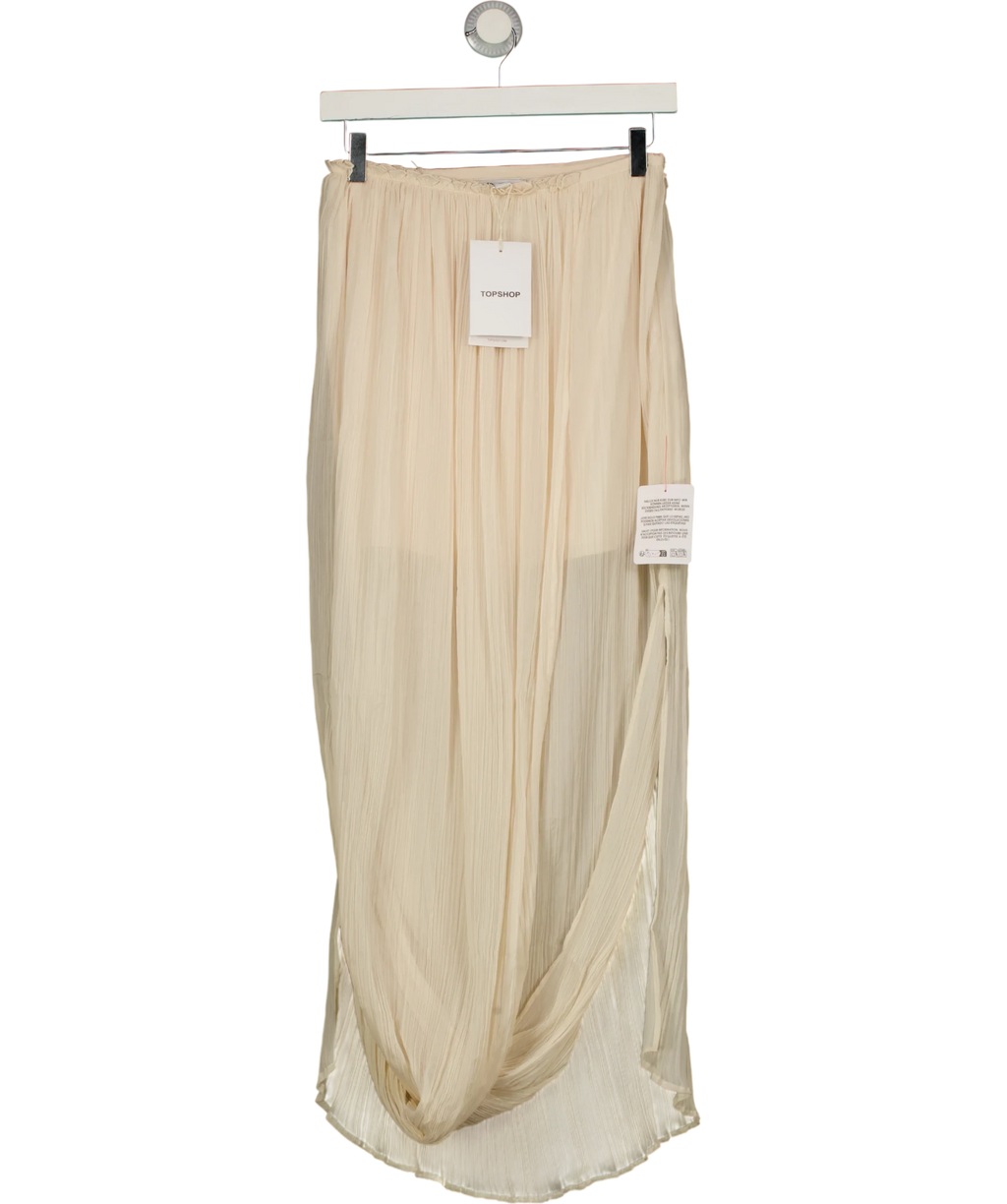 TOPSHOP Cream draped pleated fabric maxi skirt, size UK 8 — front