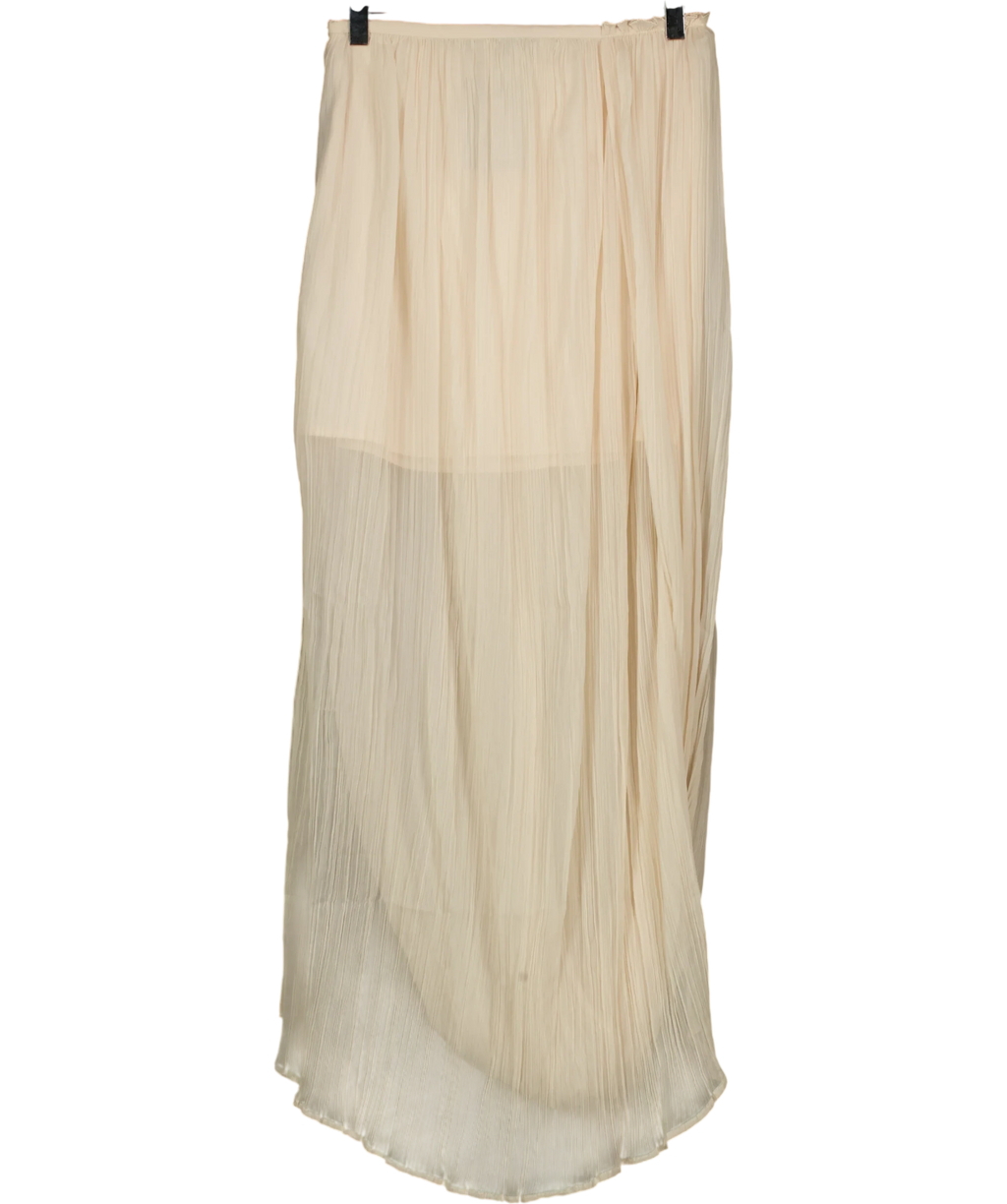 TOPSHOP Cream draped pleated fabric maxi skirt, size UK 8 — back