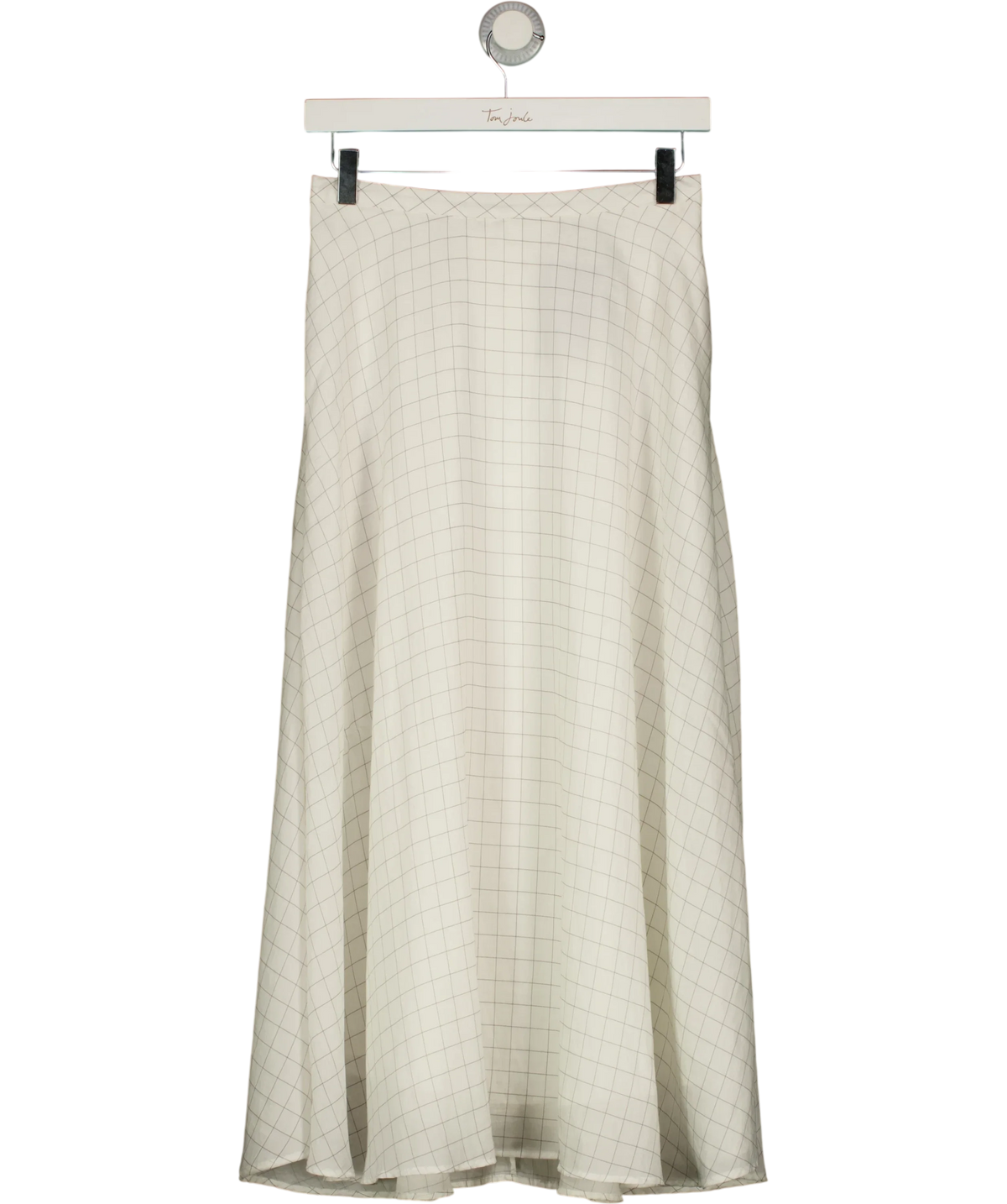 Marks & Spencer White Lyocell™ Rich Checked Midi Skirt, size UK 8 — front
