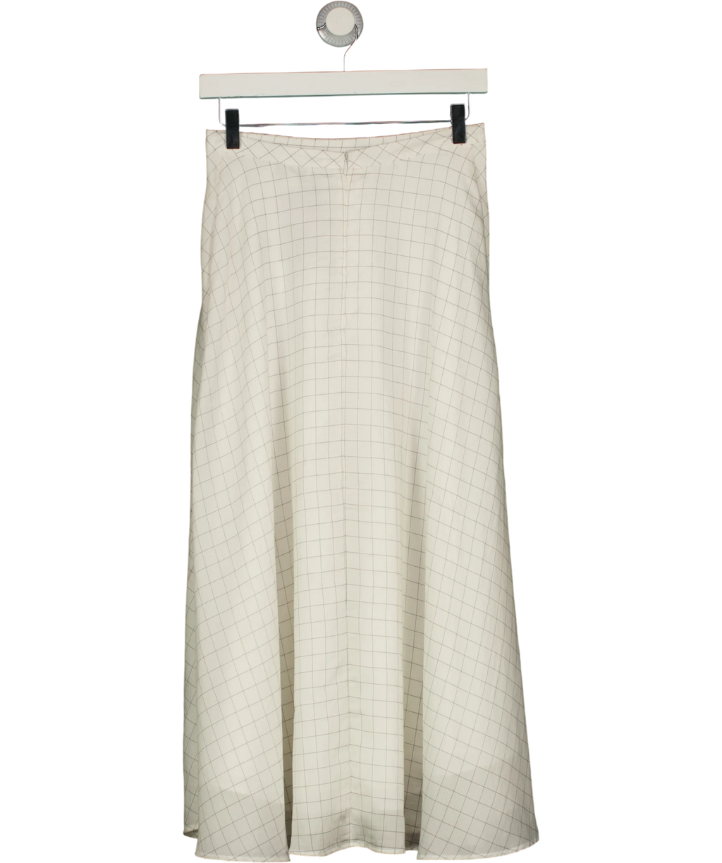 Marks & Spencer White Lyocell™ Rich Checked Midi Skirt, size UK 8 — back