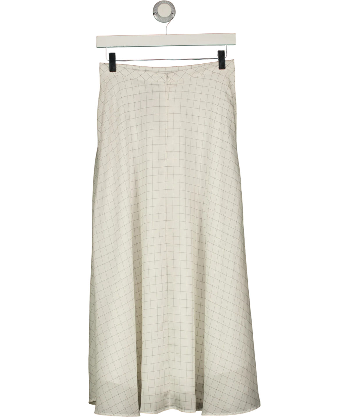 Marks & Spencer White Lyocell™ Rich Checked Midi Skirt, size UK 8 — back