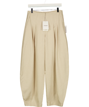 Topshop Beige Pleated Barrel Trousers UK 10