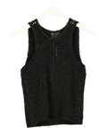 ASOS Black tape yarn open stitch vest/tank top, size UK 8 — front