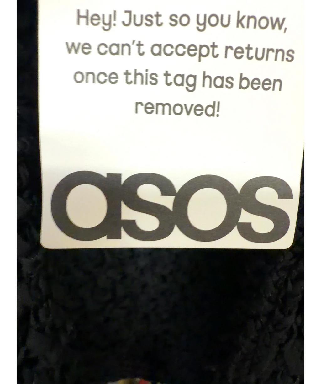 ASOS Black black tape yarn open stitch vest/tank top, size UK S — detail