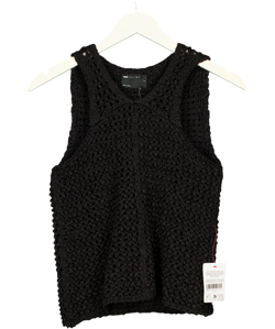 ASOS Black black tape yarn open stitch vest/tank top, size UK S — front